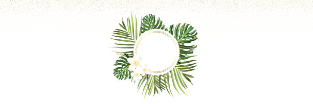 热带花卉。丛林棕榈树和热带背景。向量花卉插图。绿色热带花旗图片下载