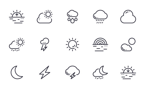 气候图标设置轮廓风格图片下载