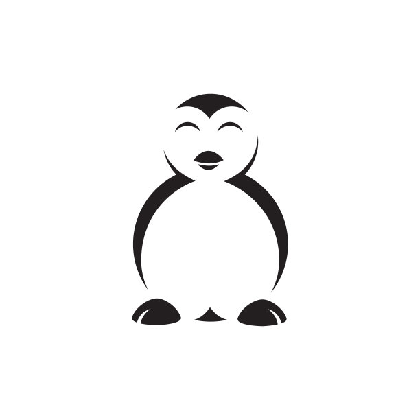简单的黑白企鹅标志设计矢量符号插图。图片下载