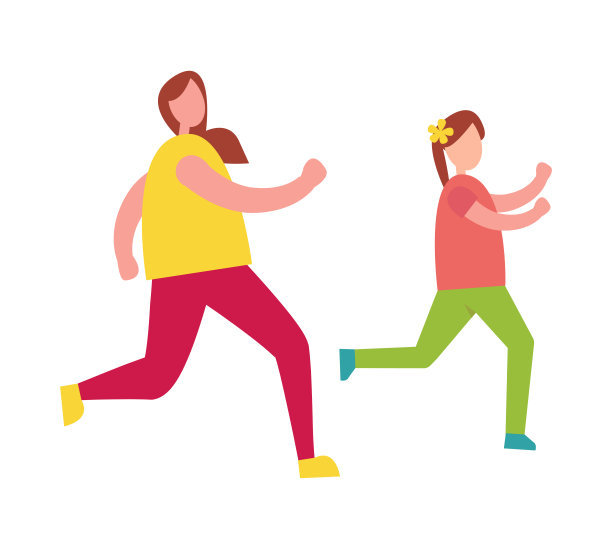 母亲追逐她的小女儿插图图片下载