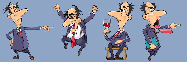 一套不同情感的卡通商人西装革履图片下载