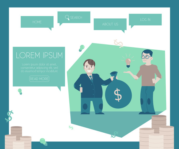 在网站页面模板上融资新项目和初创公司的概念。图片下载