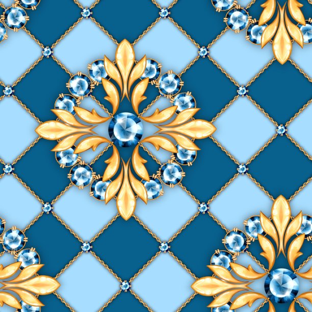 珠宝的背景。无缝图案与圆形宝石图片下载