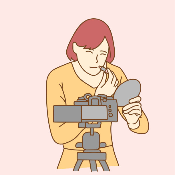 镜头记录了一个年轻的女博主在化妆的同时制作视频图片下载