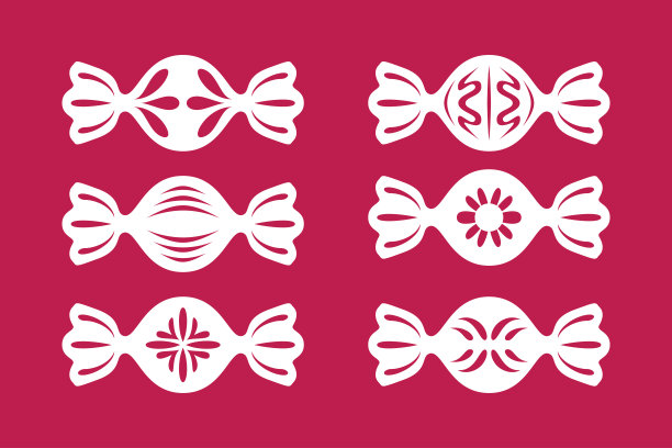 包装的糖果。模板激光切割，绘图仪切割，木雕，印刷或剪贴簿。向量喜庆的插图。节日装饰。图片下载