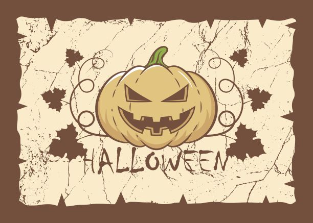 彩色插图的一个南瓜在背景与垃圾纹理图片下载