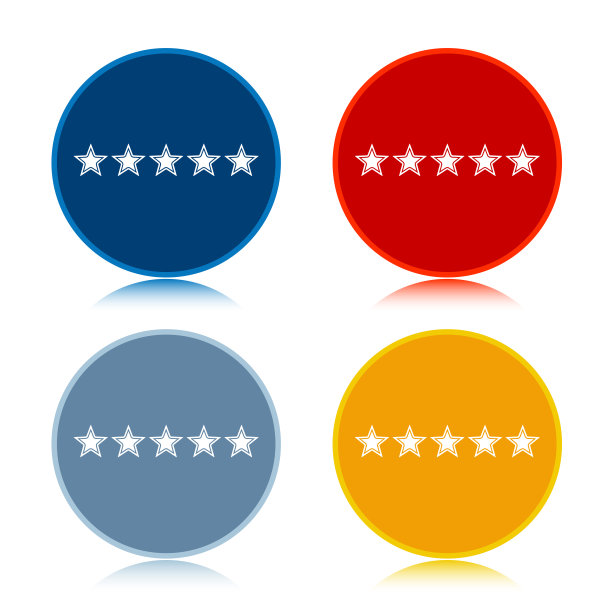五星评级图标，时髦的平面圆形按钮设置插图设计图片下载