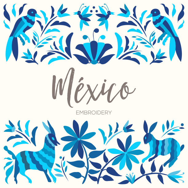 墨西哥刺绣风格构成图片下载