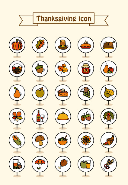 感恩节别针地图图标设置。收获图片下载