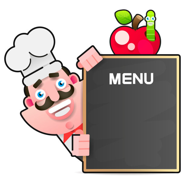 卡通菜单矢量字符模板封面设计。向量图形的集合。图片下载