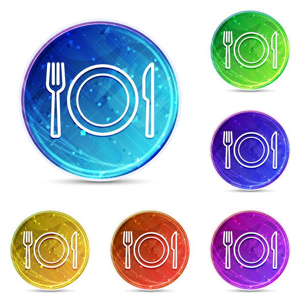 盘与叉和刀图标数字抽象圆形按钮设置插图图片下载