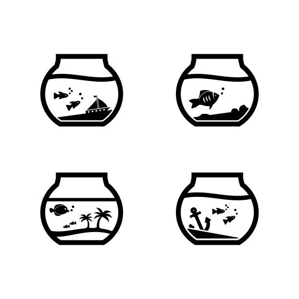 鱼缸鱼缸矢量图标集图片下载