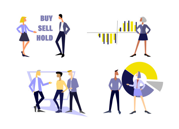 一群年轻的商人，经理，分析师。手画男人和女人在不同的姿势交谈彼此图片下载