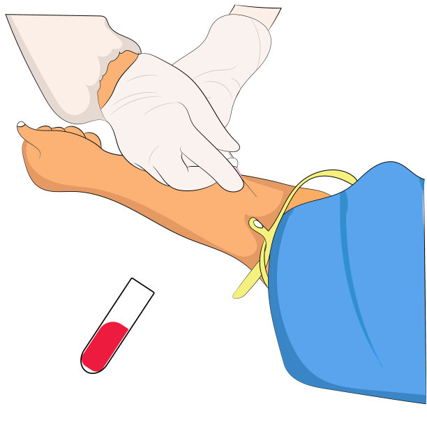 护士的手从静脉采血，以测试手女孩载体插图图片下载