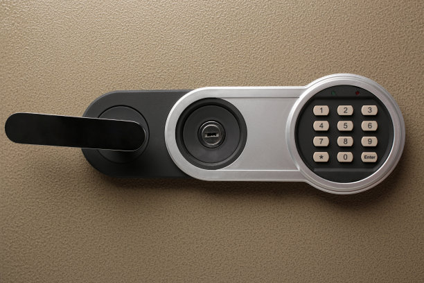 安全门上的密码锁，特写图片下载