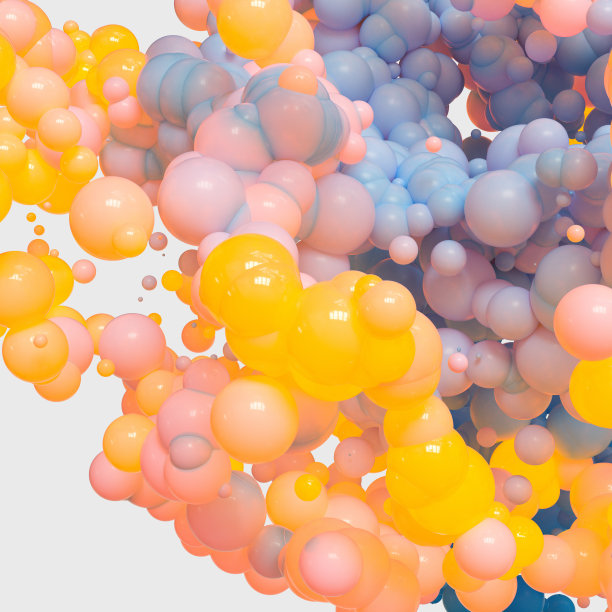 发光和飞行球体与白色背景，3d渲染。图片下载