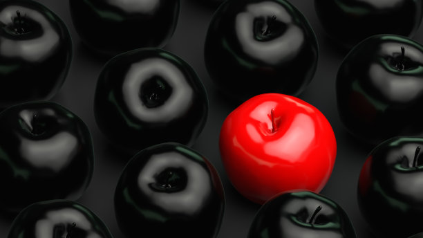 红苹果黑背景，3d渲染。图片下载