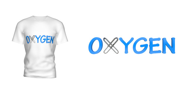 男子t恤上的“氧气”字样。为清晰起见，请在t恤上写上这句话。白色背景隔离图片下载