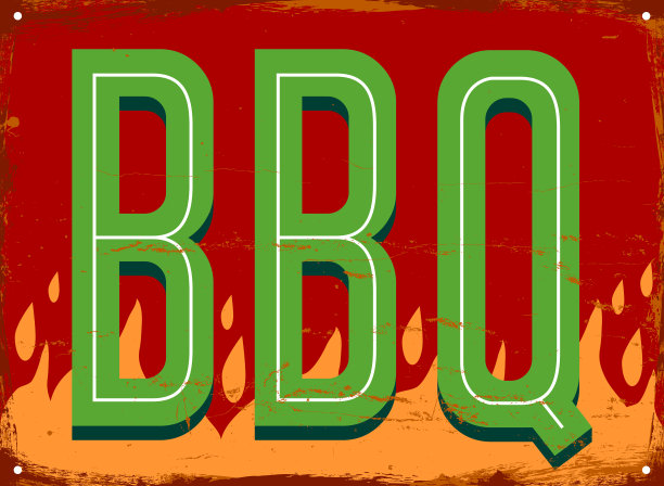 烧烤。复古的金属标志。枯燥乏味的风格图片下载