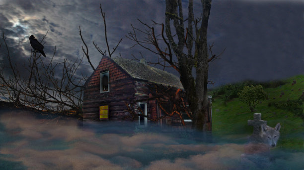 晚上的鬼屋图片下载