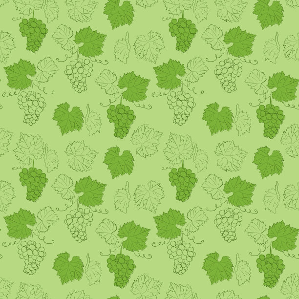 明亮的绿色无缝背景葡萄-载体花卉图案图片下载