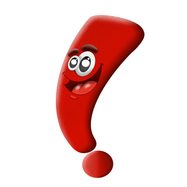 滑稽的卡通感叹号。人物的设计。插图图片下载