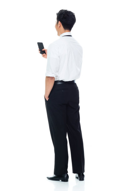 英俊的亚洲商人-短信智能手机图片下载