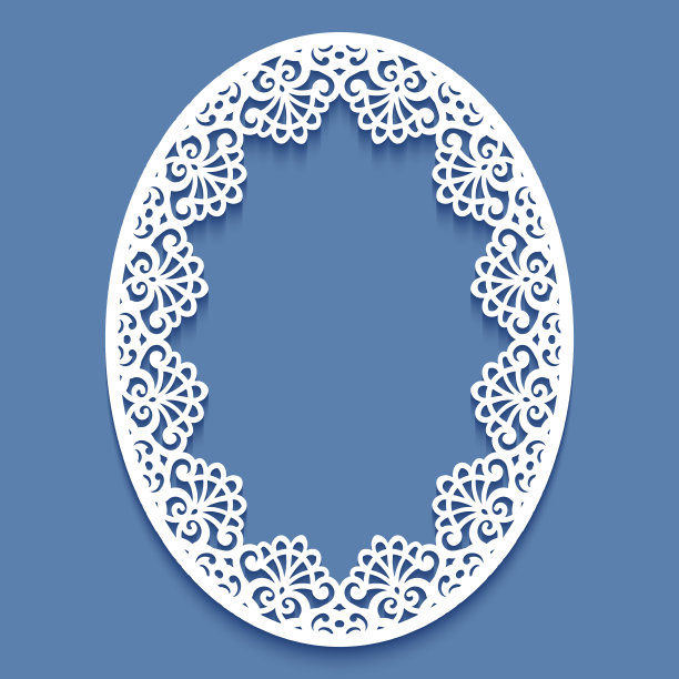 激光切割纸蕾丝框架，矢量插图。带有图案的装饰性镂空相框。抽象的背景。婚礼请柬和贺卡元素。图片下载