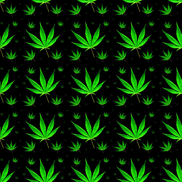 大麻或大麻叶子无缝背景图案墙纸图片下载