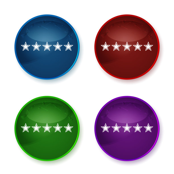 五星评级图标闪亮圆形按钮设置说明图片下载