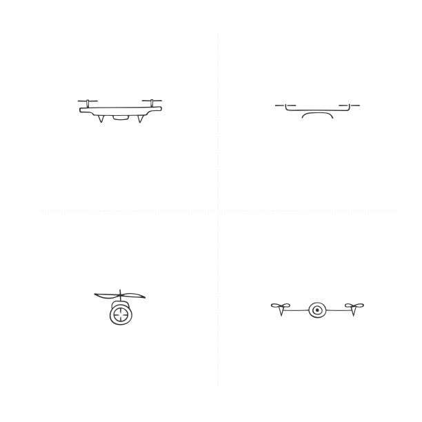 手绘摄像无人机。航空摄影。一组矢量图标。图片下载
