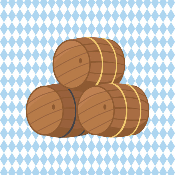 木桶与啤酒矢量插图图片下载