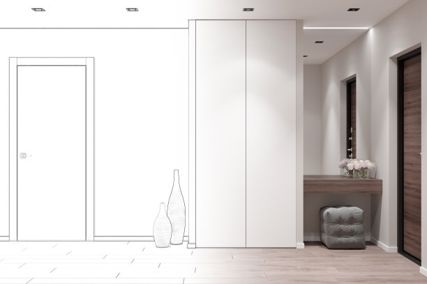 公寓门厅的草图成为了真正的室内设计素材图片