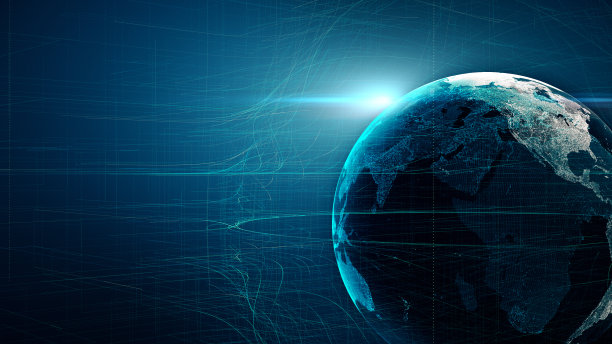线路环绕地球连接地球，未来科技抽象背景图片下载