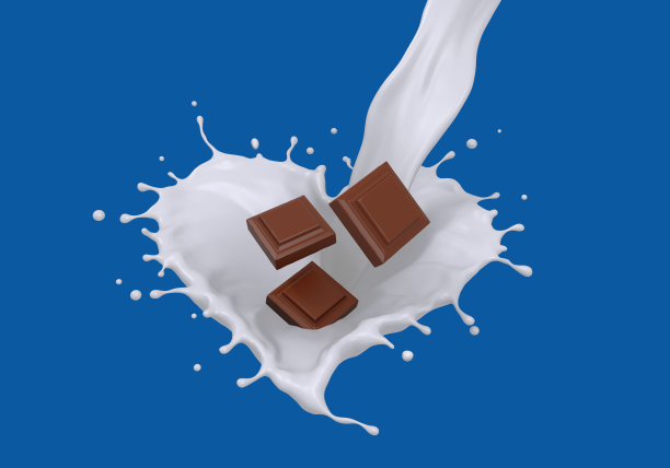 将牛奶和巧克力滴成心形，这是3d渲染图片下载