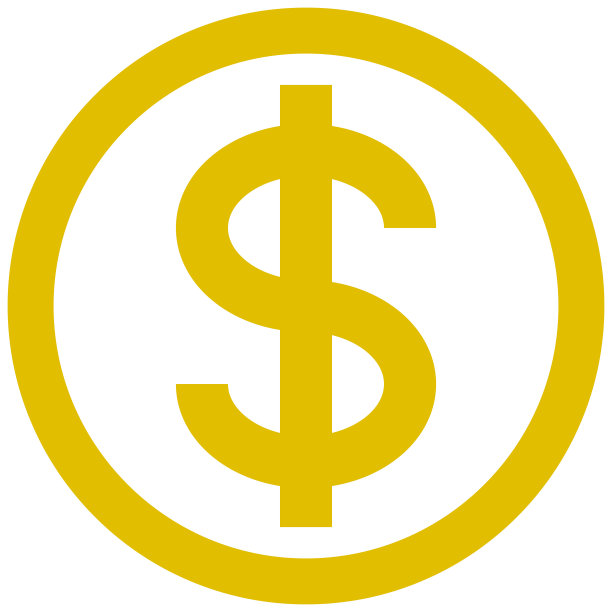 美元货币符号符号-金简单内圆，孤立-向量图片下载