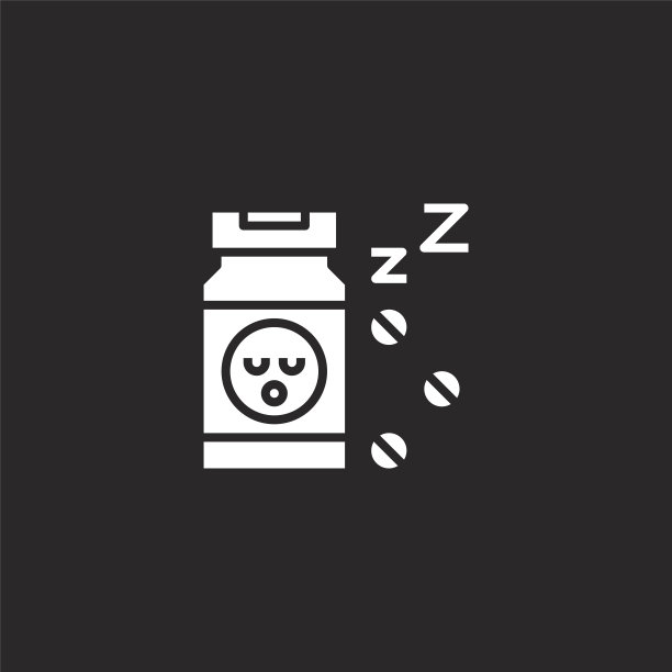 睡眠图标。填充睡眠图标的网站设计和移动，应用程序开发。睡眠图标从填充药店收集孤立的黑色背景。图片下载