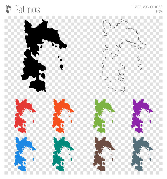 帕特莫斯高详细地图。图片下载