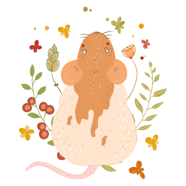 可爱的老鼠。新年快乐，圣诞快乐。素材图片