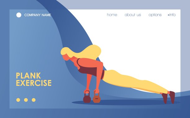 年轻女子站在重量在平板位置。艰苦的训练登陆页或旗帜为健身房和个人教练网页好。图片下载