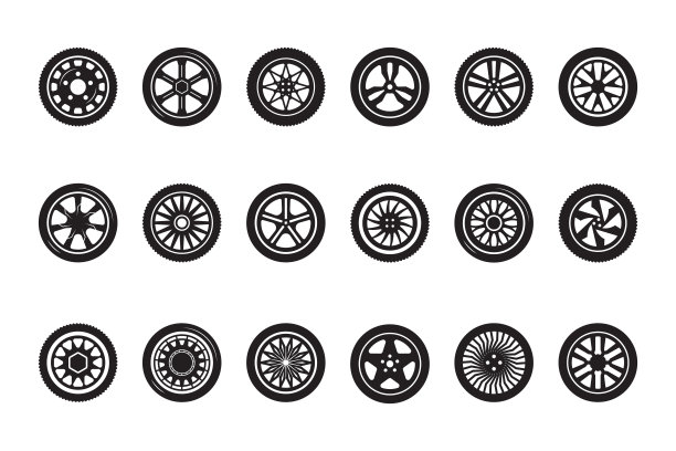 汽车轮收集。汽车轮胎轮廓赛车车轮矢量图片图片下载