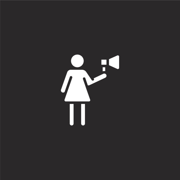 女人图标。充满女性图标的网站设计和移动，应用程序开发。女性图标从充满女权主义集合孤立在黑色背景。图片下载