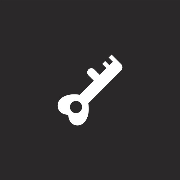 钥匙图标。填充关键图标的网站设计和移动，应用程序开发。关键图标从填充婚礼集合孤立的黑色背景。图片下载
