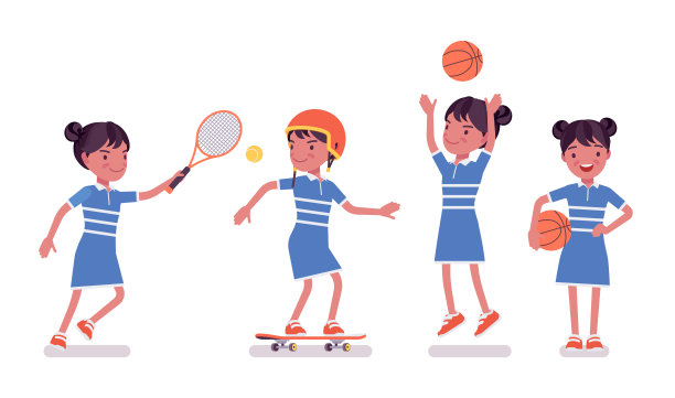 女童7、9岁，女黑人学校儿童体育活动图片下载