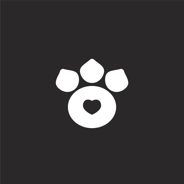 爪印图标。填补爪印图标的网站设计和移动，应用程序开发。手印图标从充满慈善收集孤立的黑色背景。图片下载