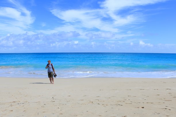 海滩上的一个男人图片下载