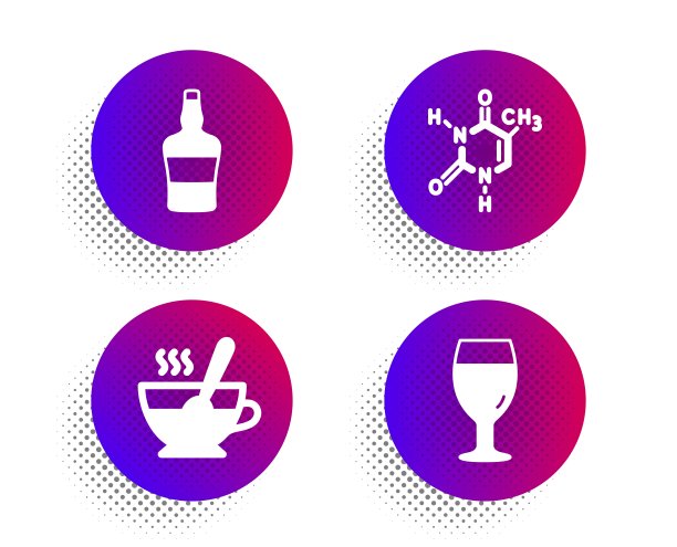 苏格兰瓶，化学配方和茶杯图标集。啤酒杯的迹象。向量图片下载