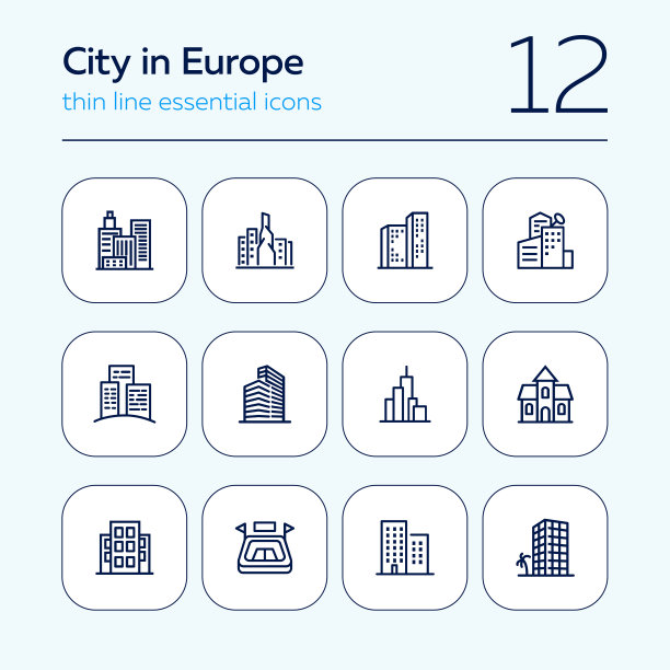 在欧洲城市线的图标设置图片下载