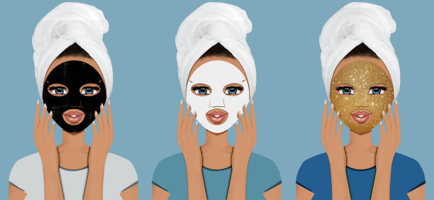 女孩护肤品剪纸艺术图片下载