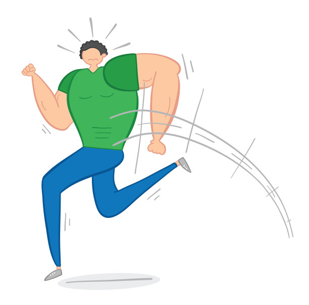 矢量插图肌肉男子跑步。手绘。图片下载